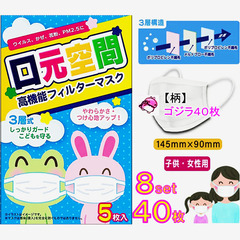 【送料無料】 素敵な柄入り 高機能 フィルター マスク  5枚入...
