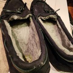 黒 スエード スリッポン モカシン 靴 メンズの画像