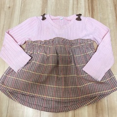 西松屋✨チェック柄スカート風トップス✨ニット風トップス✨