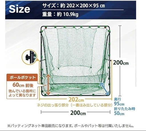 KaRaDaStyle 野球 200×200cm 練習用 バッティングネット (にに
