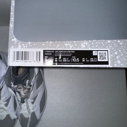 NIKE  新品　箱付き ジョーダン6 クールグレイ　27㎝