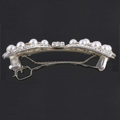 【送料無料】 パール の きらきら バレッタ ヘアクリップの画像