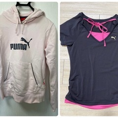 セット売り🩷レディース　PUMA 半袖　長袖　パーカー　ジム　ピンク