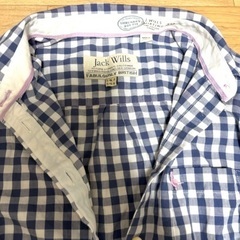 イギリス　Jack Wills　ジャックウィルス　 長袖　シャツ　英国🇬🇧  古着　UK8 Mサイズ　おしゃれ　ブルー　チェック　格子柄の画像