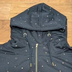 パーカー 黒 星柄 五分袖 フード付き Freeサイズの画像