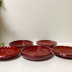【山中漆器】 根来ノミ彫 皿の画像