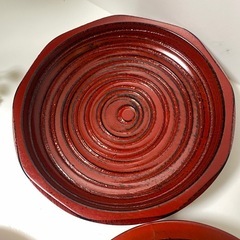 【山中漆器】 根来ノミ彫 皿の画像