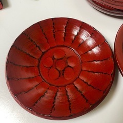 【山中漆器】 根来ノミ彫 皿の画像