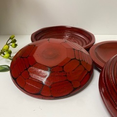 【山中漆器】 根来ノミ彫 皿の画像