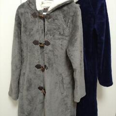☆ルームウェア☆ダッフルコートフード付きタイプ☆ネイビー＆グレーセット（M〜L）＆□■無印良品■□再生ポリプロピレンバッグの画像