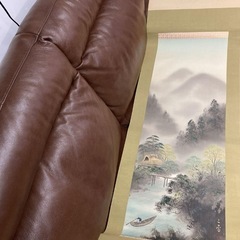 掛軸 水墨山水 日本画 絹本 インテリア　KG1-0100