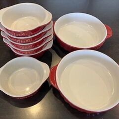 グラタン皿（いろいろサイズまた色は赤・白・茶色・柄入り）