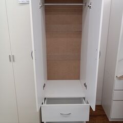 ★ジモティ割あり★  ワードローブ ホワイト H180×D55×W58.5 クリーニング済み MT2968の画像