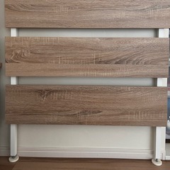 【美品】《幅80cm》突っ張りウォールラック　棚３つ  ナチュラル　木目　ホワイト　白　壁掛け収納　パーテーションの画像