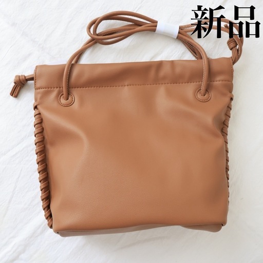 【新品】巾着型ショルダーバッグ★茶色★合皮レザー★レディースバック★しまむら