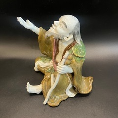 伏せ香炉 伏香炉 人物 爺 翁 仙人 焼物 陶器 時代物 置物の画像