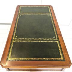 ROSJOHN(ロスジョン)・ヴィンテージテーブル・レザートップ・英国家具・英国王室御用達・No.230801-05の画像
