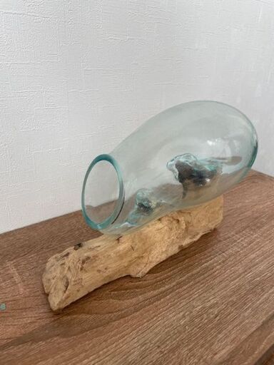 流木ガラス　フラワーベース 　壁掛け