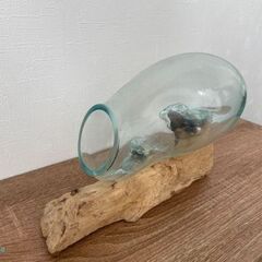 流木ガラス　フラワーベース 　壁掛け