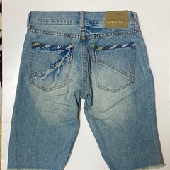 VINTAGE BACK メンズ 高級感 リップド デニムショートパンツレトロの画像