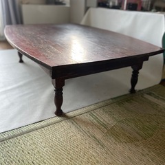 昭和の食卓 天然木 ちゃぶ台 長方形型 折りたたみ式 座卓 書斎 作業用テーブル 和を演出 良い味出てます 頑丈です 中古品  の画像