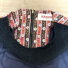 古着　ノースリーブ　karine  黒　ネイビー　トップス　レディース　の画像