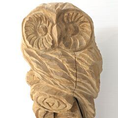 チェーンソー彫刻・フクロウ・ウェルカムサイン・玄関飾り・木彫り置物・No.240527-02の画像