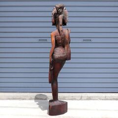バリ・木彫り・女性像・No.200708-322の画像