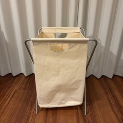 パール金属 ランドリー バスケット 角型 アイボリー 折りたたみ