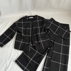 HMSN ジャケット　パンツセットアップ　XL黒チェック　ウール