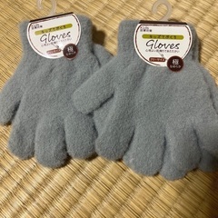 ★子供用手袋　新品　フリーサイズ　2個セット　滑らか生地　グレー...