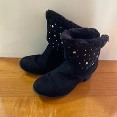 キッズ ブーツ ファー 黒 ビジュー ストーン 20.0サイズ