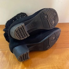 キッズ ブーツ ファー 黒 ビジュー ストーン 20.0サイズの画像