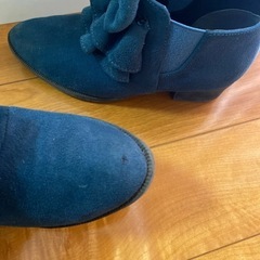 キッズ ショート ブーツ ブーティ リボン グリーン系 21cmの画像