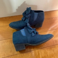 キッズ ショート ブーツ ブーティ リボン グリーン系 21cmの画像