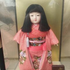 市松人形　久月　/ガラスケース入り/汚れアリ/定価7~10万円