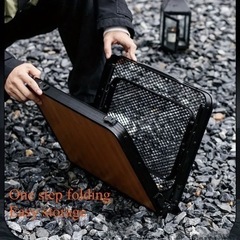 残1 新品　キャンプ テーブル メッシュ サイドテーブル付き 高さ調整可能の画像