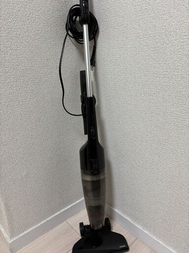 ツインバード 掃除機 コード式 スティック掃除機 ハンディクリーナー サイクロン 軽量 2WAY パワフル 自立式 スケルトンブラック TC-E123JBK