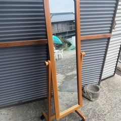 ●木製 姿見　全身鏡●キャスター付きの画像