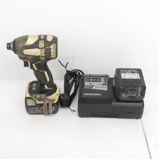 HiKOKI ハイコーキ 14.4V 6.0Ah コードレスインパクトドライバ スピーディーホワイト 充電器・バッテリ2個付 バッテリ消耗あり WH14DDL2 中古 【工具専門店 テイクハンズ金沢野々市店】