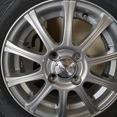 中古スタッドレスタイヤ、155/65R14、中古アルミホイール、の画像