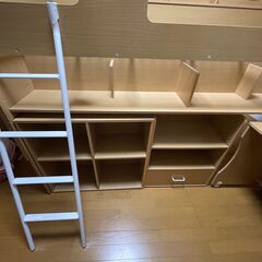 ニトリ　システムベッド＋デスク　ライトブラウン【引き取りのみ】の画像