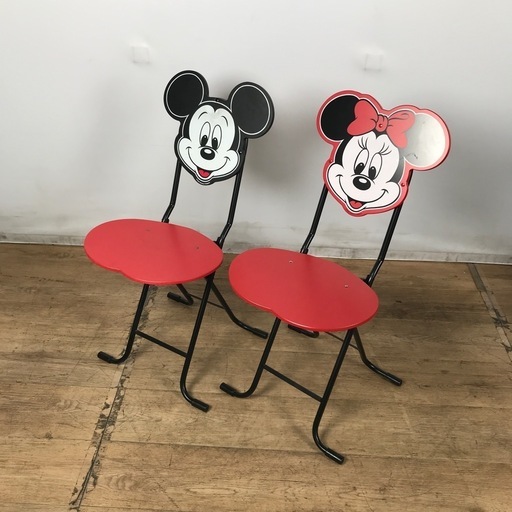 1124【美品】ディズニー ミッキーマウス ミニーマウス 折りたたみイス 2脚セット