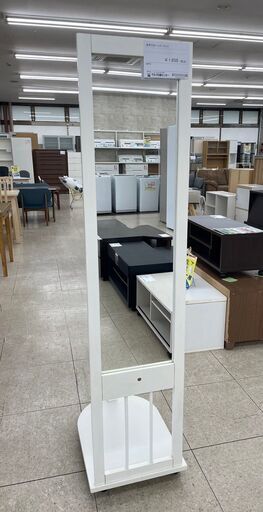 ★ジモティ割あり★  姿見付きハンガーラック 白 H165×D54×W40 クリーニング済み TJ9751