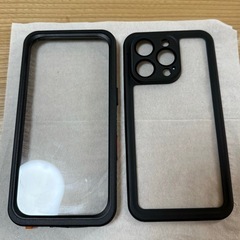 iPhone 16 Pro プロ 中古品　ケース クリア 耐衝撃 米軍 MIL規格 透明 アイフォン 対応 携帯ケース カバー　保護　レザーブラックの画像