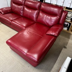 【超美品‼️】定価238,000円♪ HTL(ワタリジャパン) 250cm幅3人掛けカウチソファ 本革製レッド♪の画像