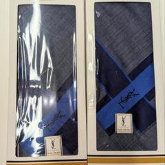イブサンローラン　ハンカチ　未使用品　青　薄手　クリスマスプレゼントの画像