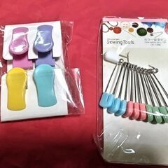 食品保存容器２種類・詰替えボトル容器２種類・冷蔵庫便利グッズ・安全ピン等 未使用まとめての画像