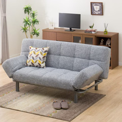 【0円】二トリ　背もたれと肘掛けが動くソファベッド　座面カバー付き　の画像