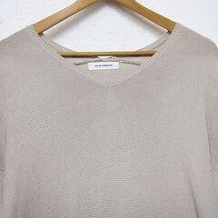 【美品】クリアインプレッション ニットチュニック ワンピース ライトベージュ系  レディース Fサイズ の画像